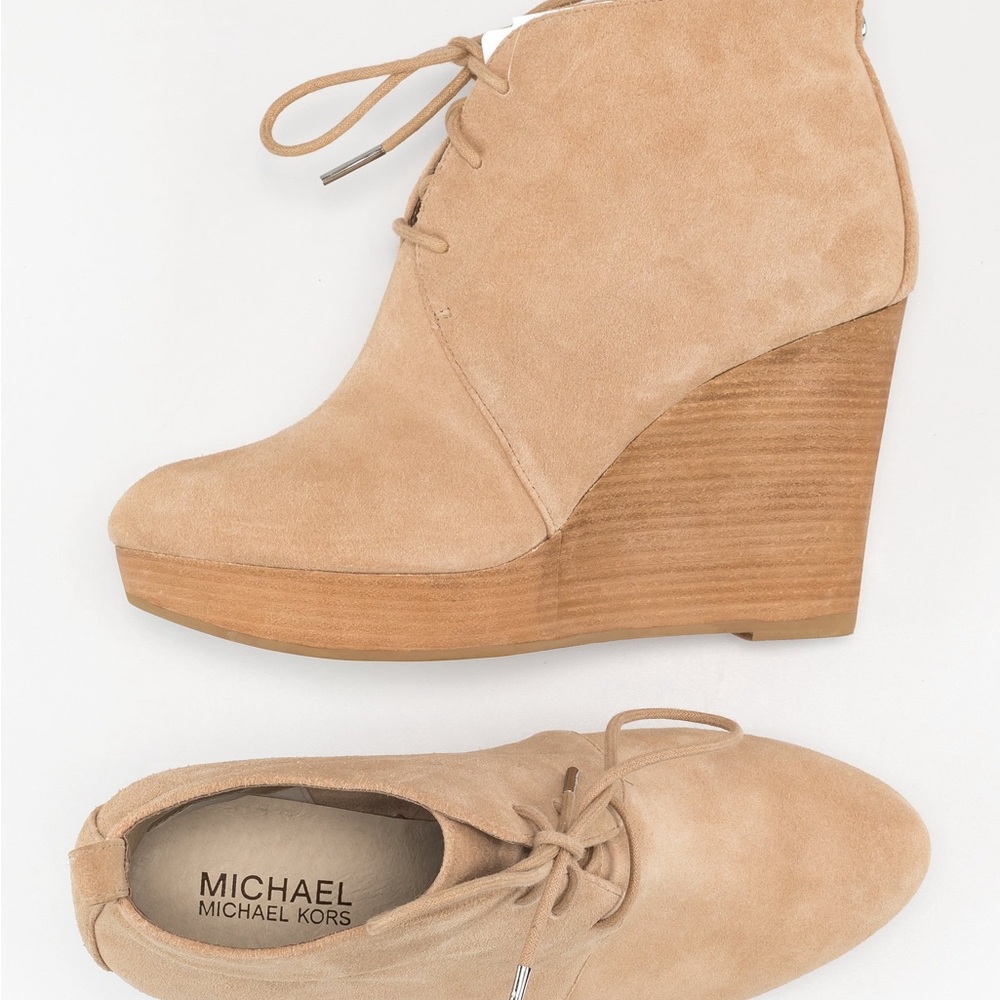 Michael Kors Women's Tan Wedge Ankle Boots